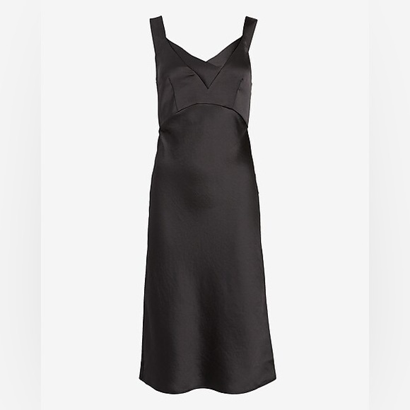 NWT Satin V neck Midi Slip Dress - Picture 3 of 8
